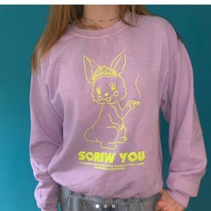 Light purple sweatshirt with smoking bunny